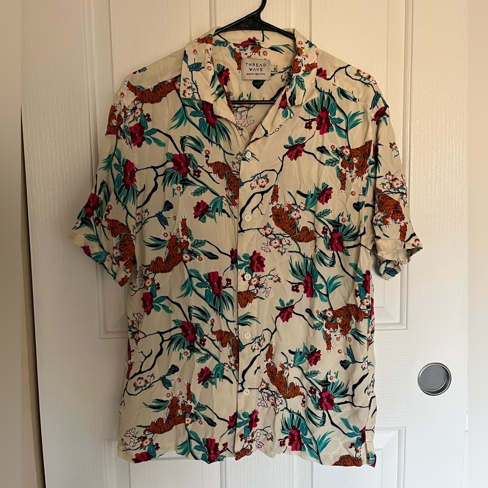 NWOT Men's Floral Tiger Print Shirt - Multicolor